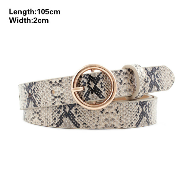 Fashion Leopard Belt Women Snake Zebra Print Thin Horsehair Waist Belt PU Leather Gold Ring Buckle Belts for Ladies Female