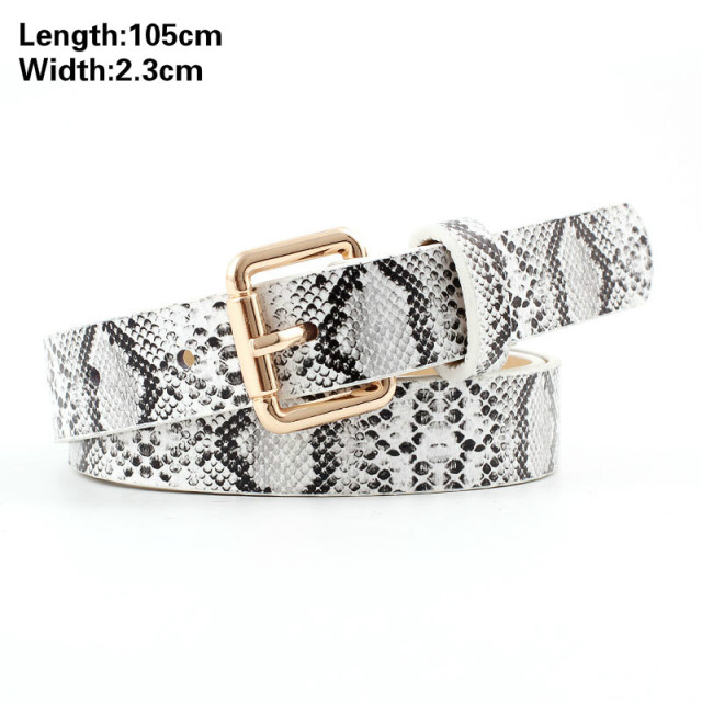 Fashion Leopard Belt Women Snake Zebra Print Thin Horsehair Waist Belt PU Leather Gold Ring Buckle Belts for Ladies Female
