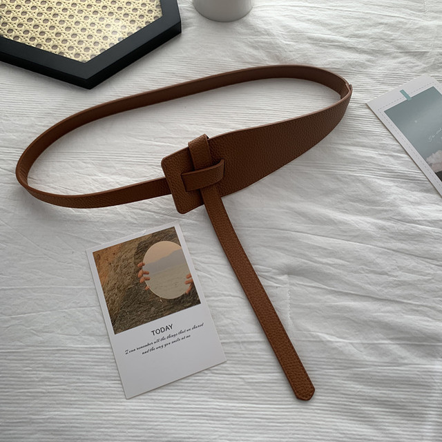 Designer Belts for Women High Quality Knot Soft Pu Leather Long Cummerbunds Wide Coat  Dress Waistband