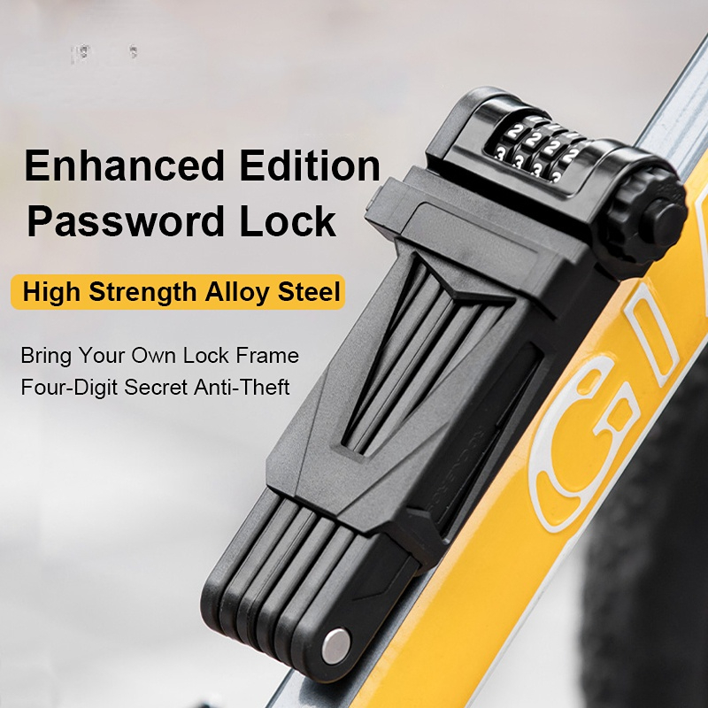 Bike Password Lock Four-Digit Secret Anti-Theft Foldable Alloy Steel Lock 85cm for Road Bicycle Electric MTB Motorcycle