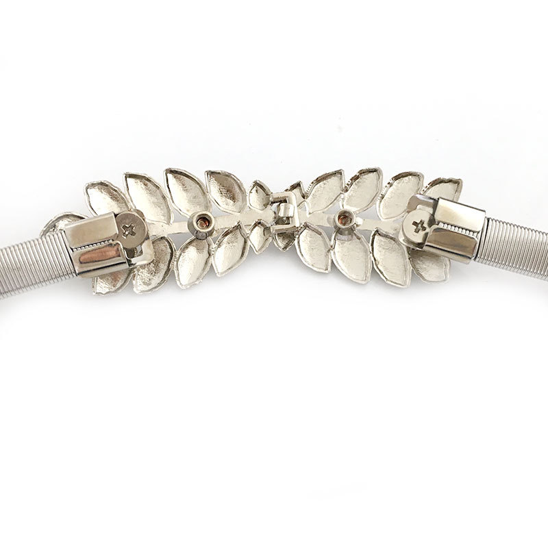 Gold Silver Elastic Belt For Women Flower Leaf Ladies Waist Belts For Dresses Stretch Skinny Metal Female Belt