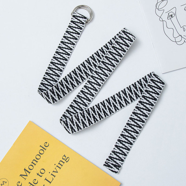 Printed Canvas Belts For Women Harajuku D Ring Buckle Waist Strap Female Jeans Dress Trouser Decoration Waistband