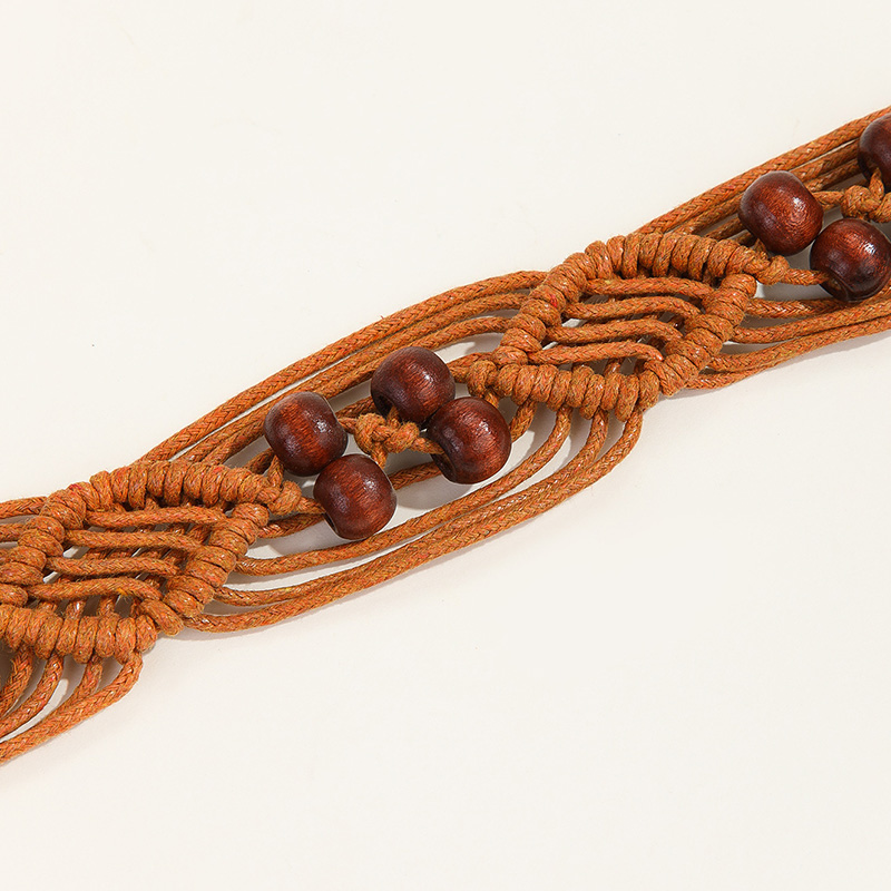 Boho Wax Rope Beaded Braided Belt Long Waist Rope Designer Fashion Female Girl Clothes Dress Decoration Accessories