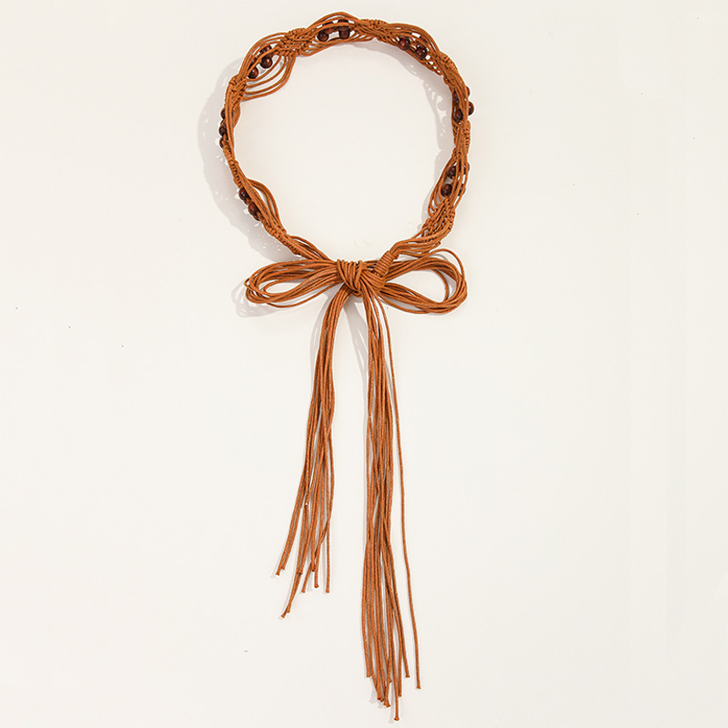 Boho Wax Rope Beaded Braided Belt Long Waist Rope Designer Fashion Female Girl Clothes Dress Decoration Accessories