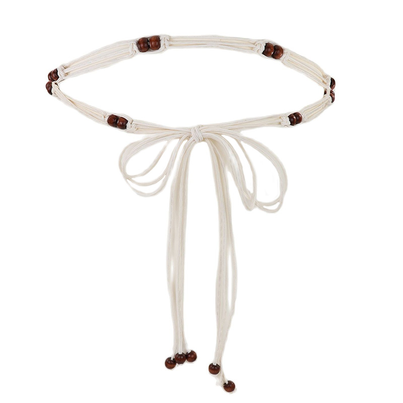 Boho Wax Rope Belt Long Beaded Braided Waist Rope Designer Fashion Female Girl Clothes Dress Decoration Accessories