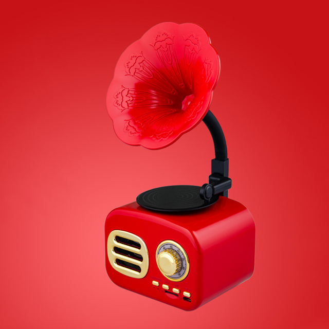 Retro Bluetooth Speaker Portable Mini Wireless Gramophone Speaker Slot Portable