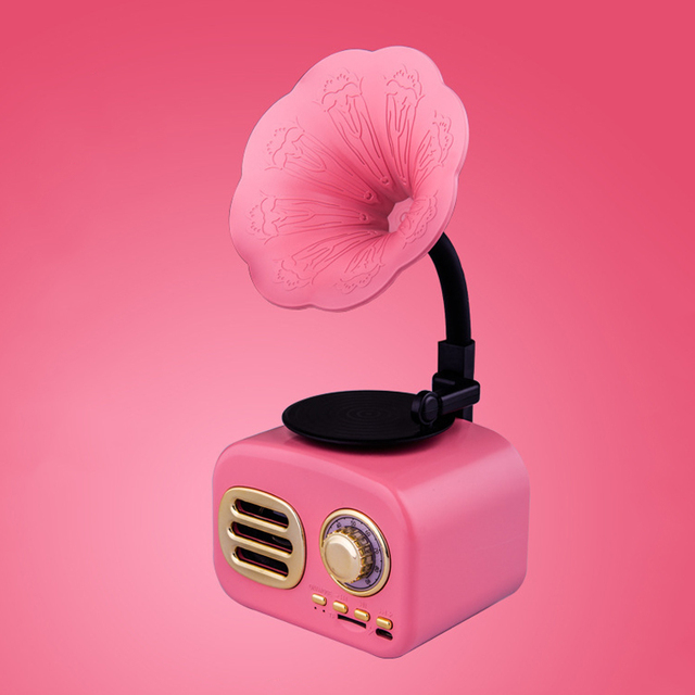 Retro Bluetooth Speaker Portable Mini Wireless Gramophone Speaker Slot Portable