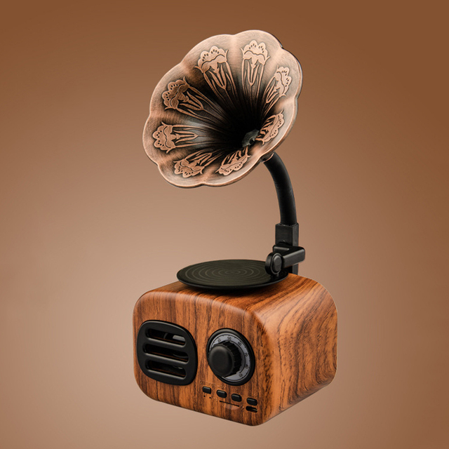 Retro Bluetooth Speaker Portable Mini Wireless Gramophone Speaker Slot Portable