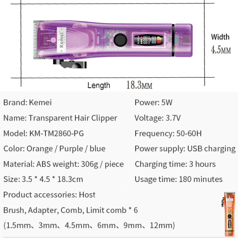 LCD electric hair trimmer professional adjustable powerful hair clipper haircut machine