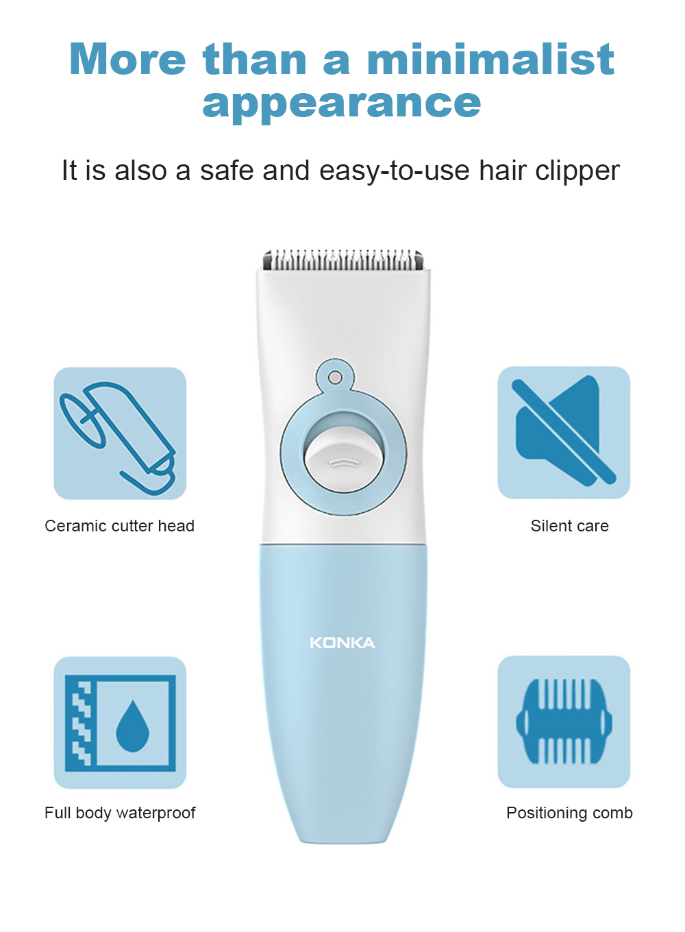 Hair Clipper Blue For Children USB Fast Charging
