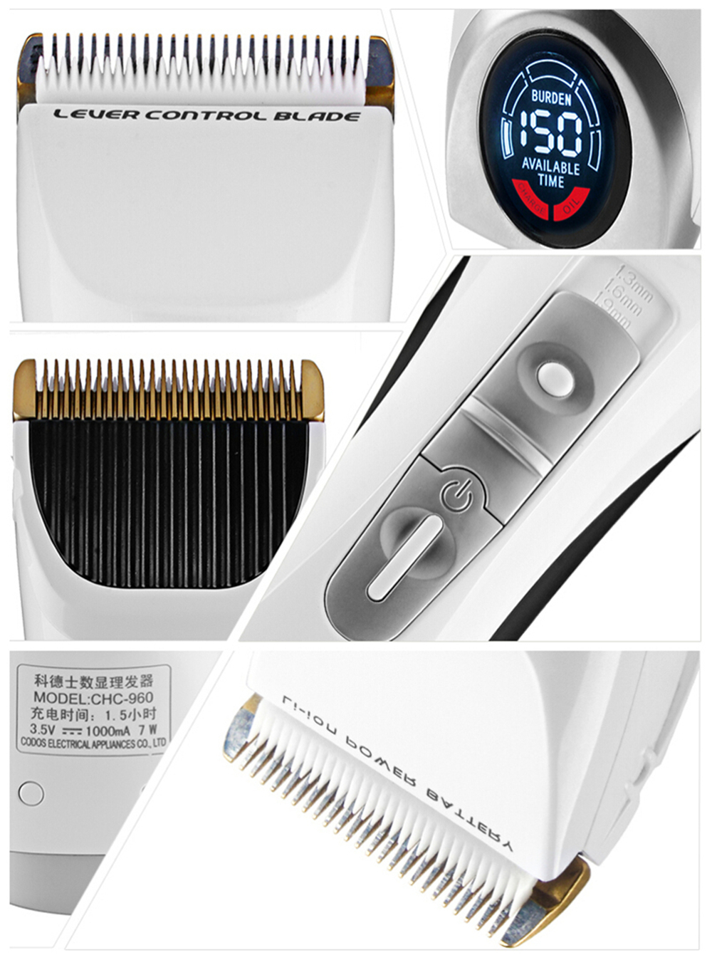 Hair Trimmer Lithium Power Electric Hair Clipper  LCD Display Hair Cutting Machine