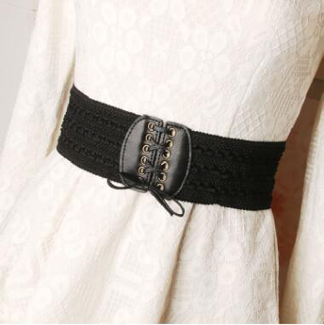 Women Wide Belt Slim Elastic Stretch Waistband Lady Cummerband Solid Color Dress Belt Accessories