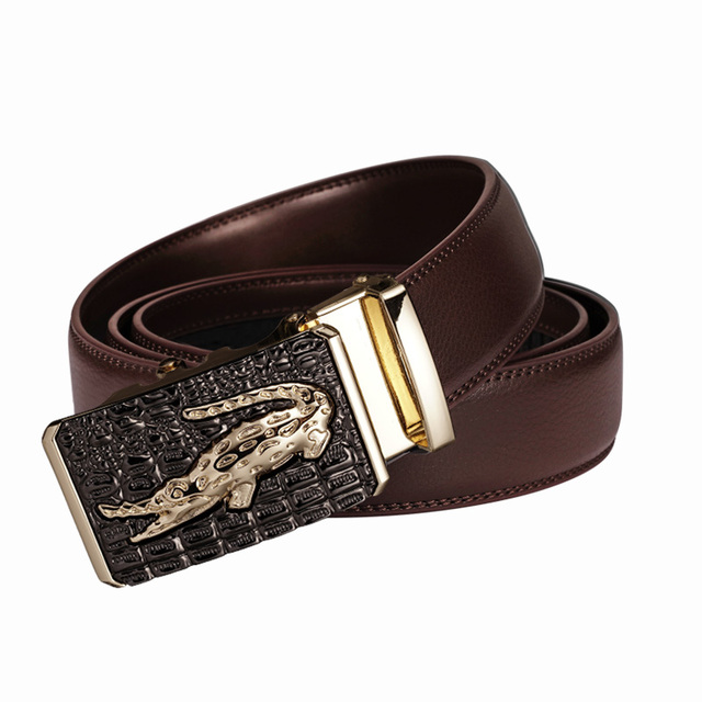 Leather Belt for Men Alloy Automatic Buckle Black High Quality Men's Belts