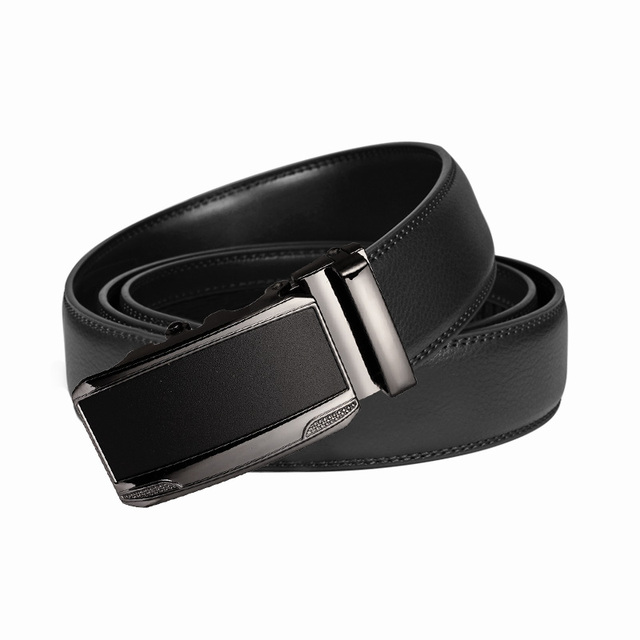 Leather Belt for Men Alloy Automatic Buckle Black High Quality Men's Belts