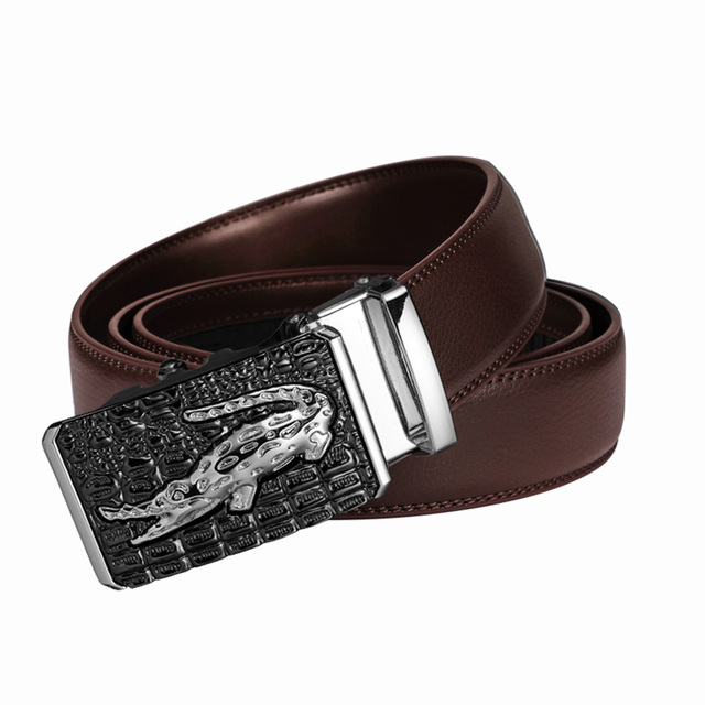 Leather Belt for Men Alloy Automatic Buckle Black High Quality Men's Belts