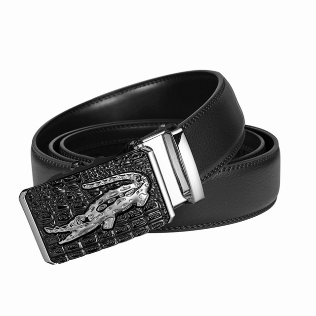 Leather Belt for Men Alloy Automatic Buckle Black High Quality Men's Belts