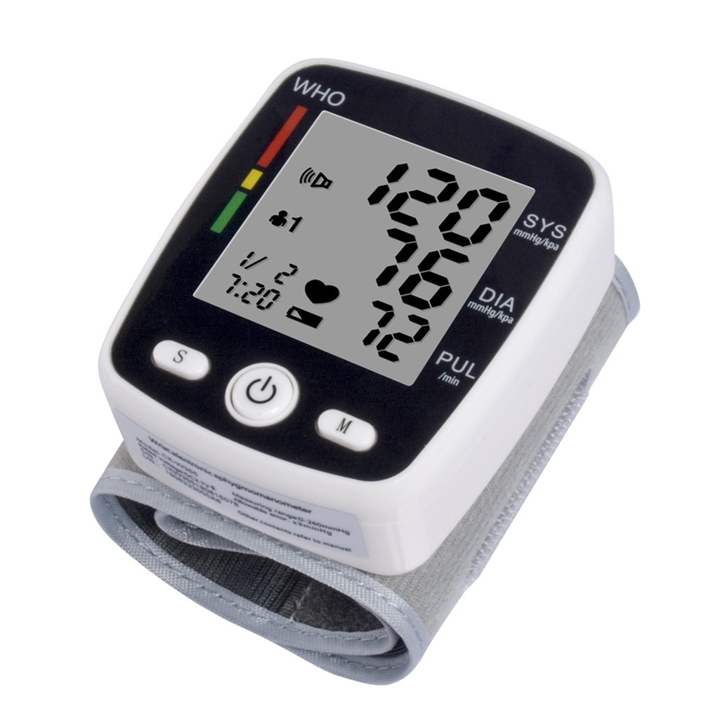 USB Rechargeable Wrist Blood Pressure Monitor LCD Digital Heart Beat Rate Pulse Meter Automatic BP Sphygmomanometer Tonometer