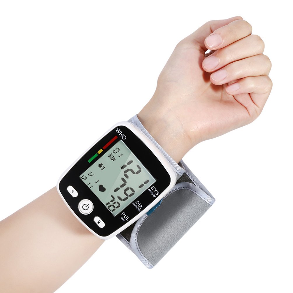 USB Rechargeable Wrist Blood Pressure Monitor LCD Digital Heart Beat Rate Pulse Meter Automatic BP Sphygmomanometer Tonometer