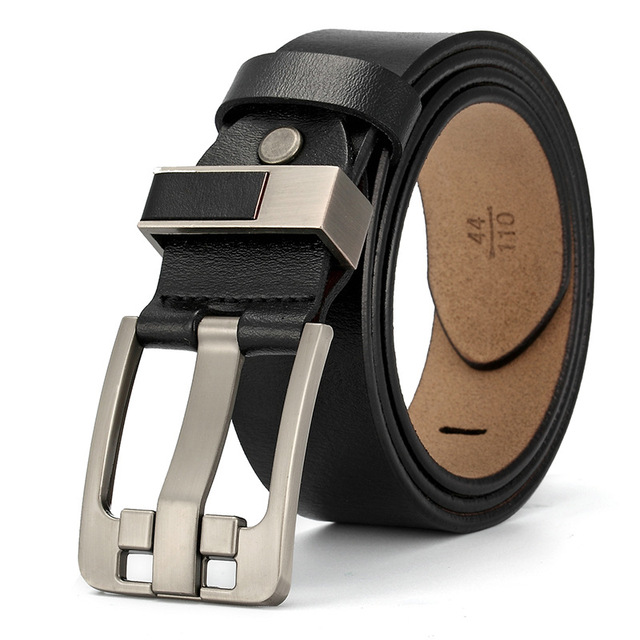 Black Cow Genuine Leather Luxury Strap Male Belts for Men New Fashion Classice Vintage Pin Buckle Men's Belt High Quality