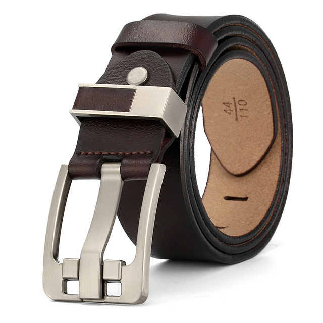 Black Cow Genuine Leather Luxury Strap Male Belts for Men New Fashion Classice Vintage Pin Buckle Men's Belt High Quality