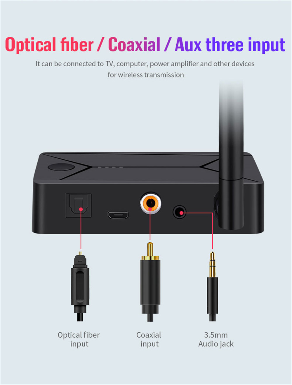Bluetooth 5.0 Audio Transmitter USB Dongle 3.5mm RCA AUX Coaxial Optical SPDIF Stereo Music Wireless Adapter For TV PC Speaker
