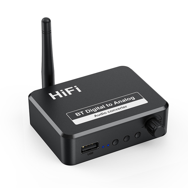 Bluetooth 5.1 Audio Receiver Digital to Analog Converter 3.5mm AUX RCA L/R U-Disk Optical Stereo Hifi 2 in1 Wireless Adadper