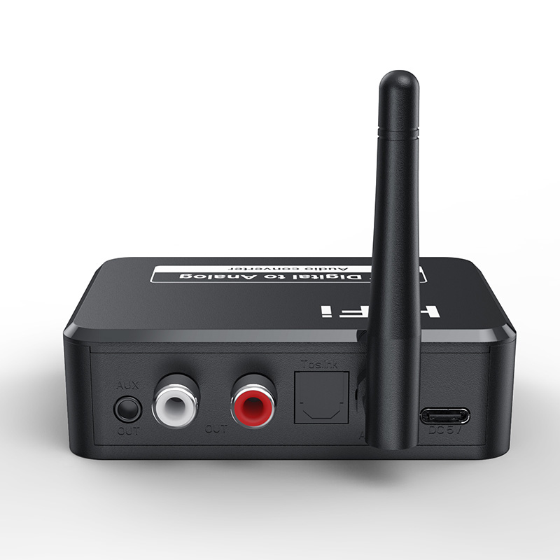 Bluetooth 5.1 Audio Receiver Digital to Analog Converter 3.5mm AUX RCA L/R U-Disk Optical Stereo Hifi 2 in1 Wireless Adadper