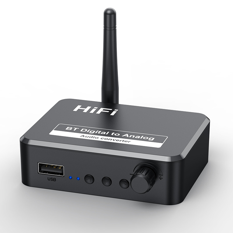 Bluetooth 5.1 Audio Receiver Digital to Analog Converter 3.5mm AUX RCA L/R U-Disk Optical Stereo Hifi 2 in1 Wireless Adadper
