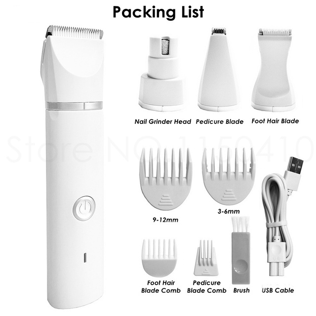 4 IN 1 Dog Cat Hair Trimmer Paw Nail Grinder Pets Clippers Foot Nail Cutter