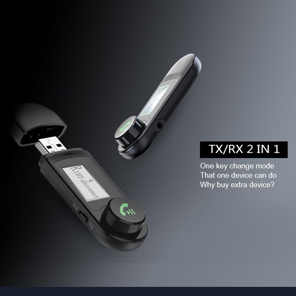 USB Bluetooth Receiver Audio Adapter 3.5mm Aux Wireless Stereo Music Transmitter with Microphone for TV Car Speaker