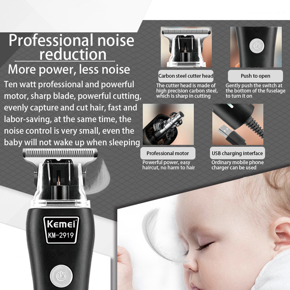 USB rechargeable hair clipper haircut machine beard trimmer oil head hair carving white clipper