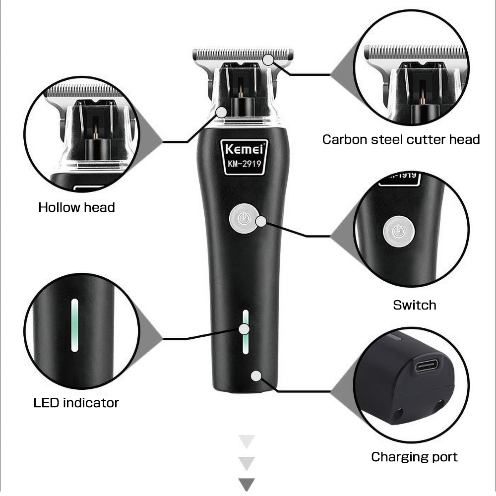 USB rechargeable hair clipper haircut machine beard trimmer oil head hair carving white clipper