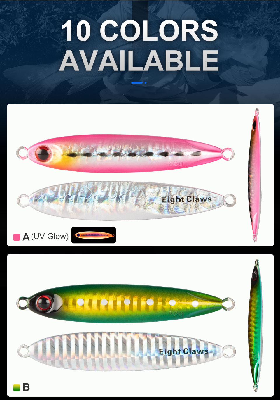 5PCS Metal Artificial Bait 30g 40g 60g Slow Pitch Jigging Lure Flat Fishing Jigs Spoon UV Glow Sea Bass Fishing Lure