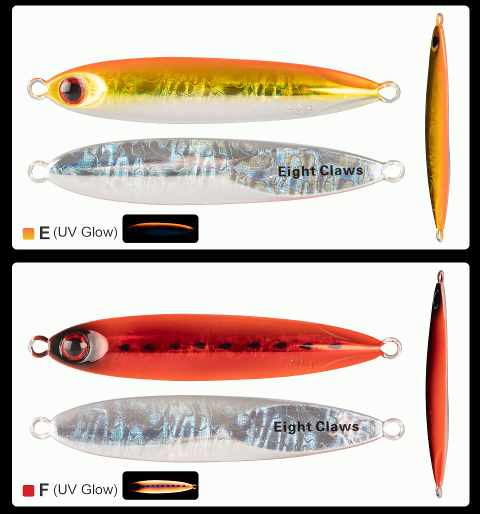 5PCS Metal Artificial Bait 30g 40g 60g Slow Pitch Jigging Lure Flat Fishing Jigs Spoon UV Glow Sea Bass Fishing Lure