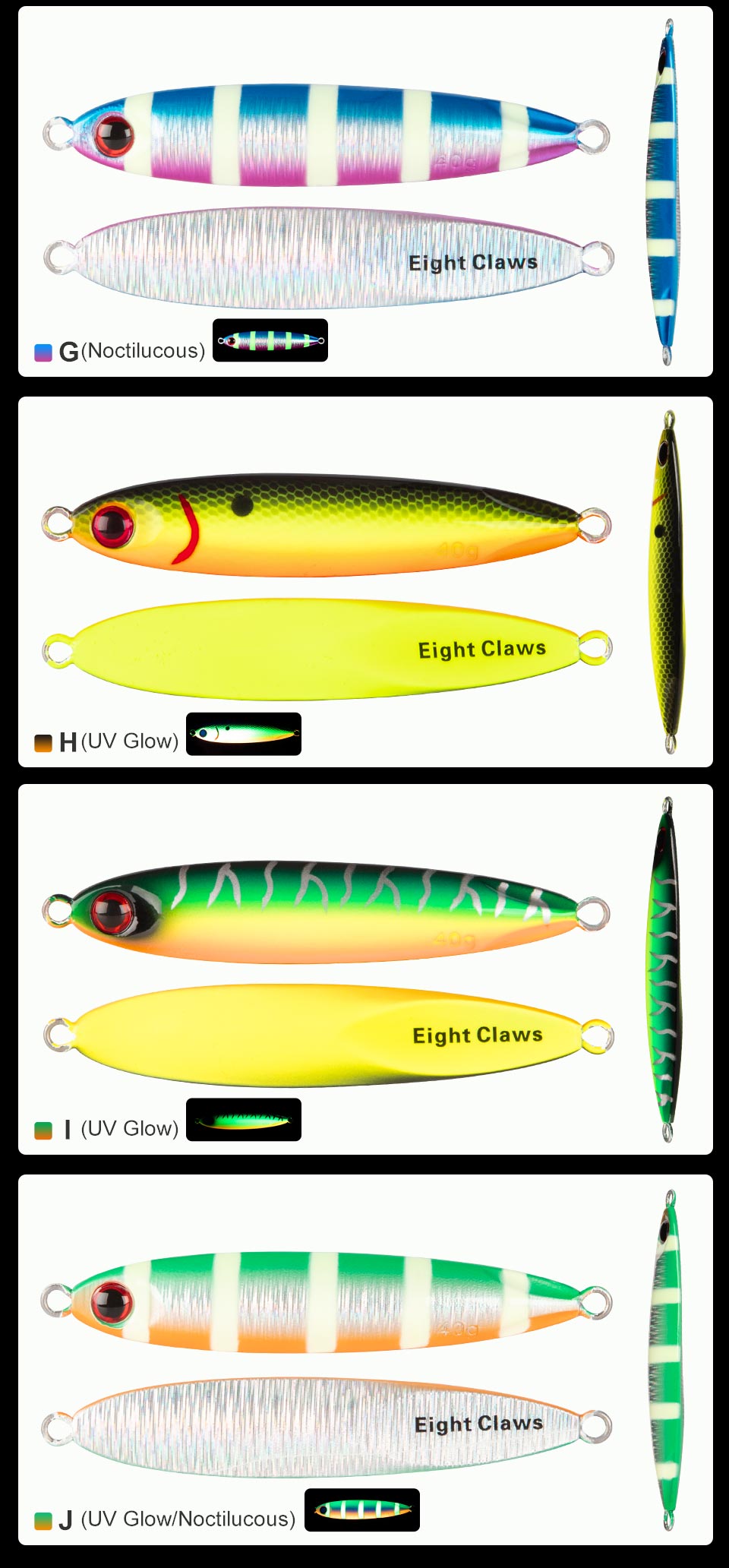 5PCS Metal Artificial Bait 30g 40g 60g Slow Pitch Jigging Lure Flat Fishing Jigs Spoon UV Glow Sea Bass Fishing Lure