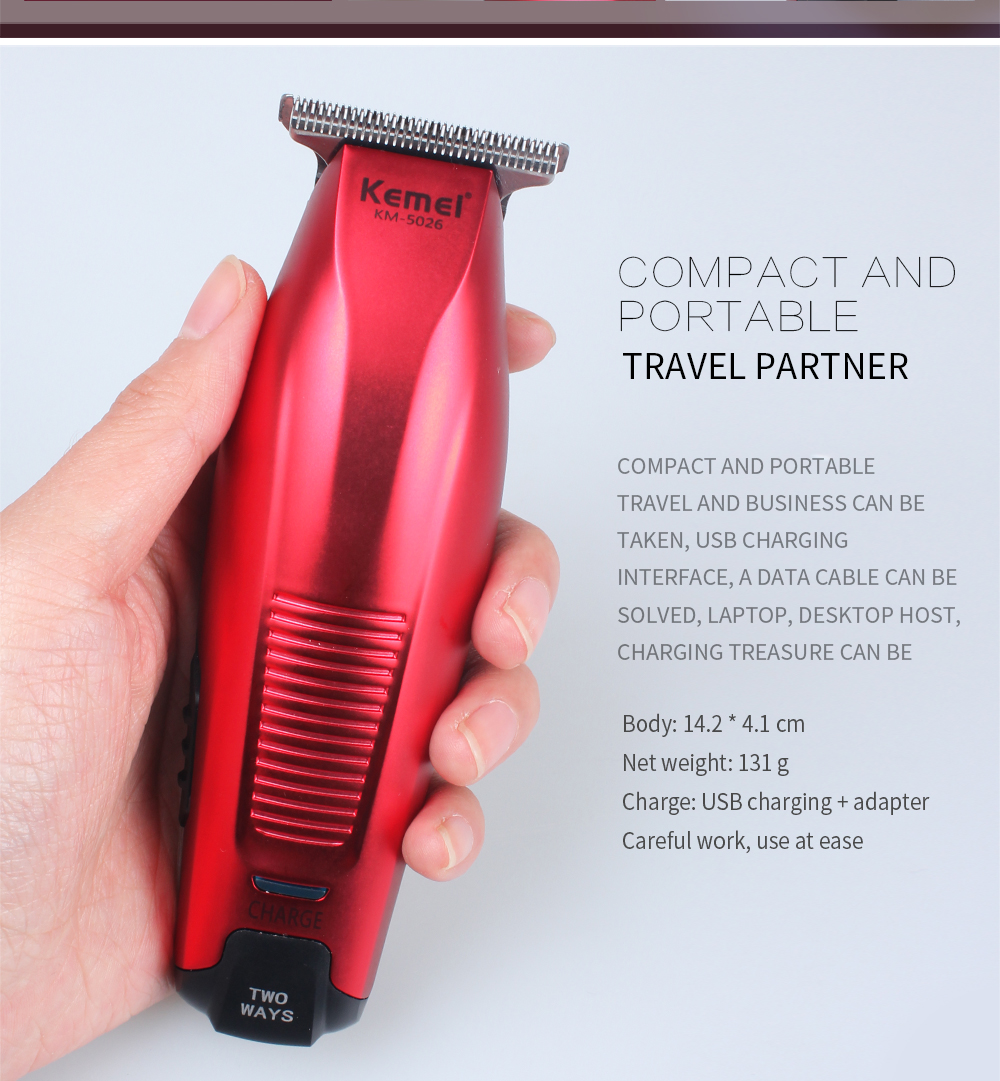 Hair Clipper Cordless 0mm Baldheaded Hair Beard Trimmer Red Color Precision