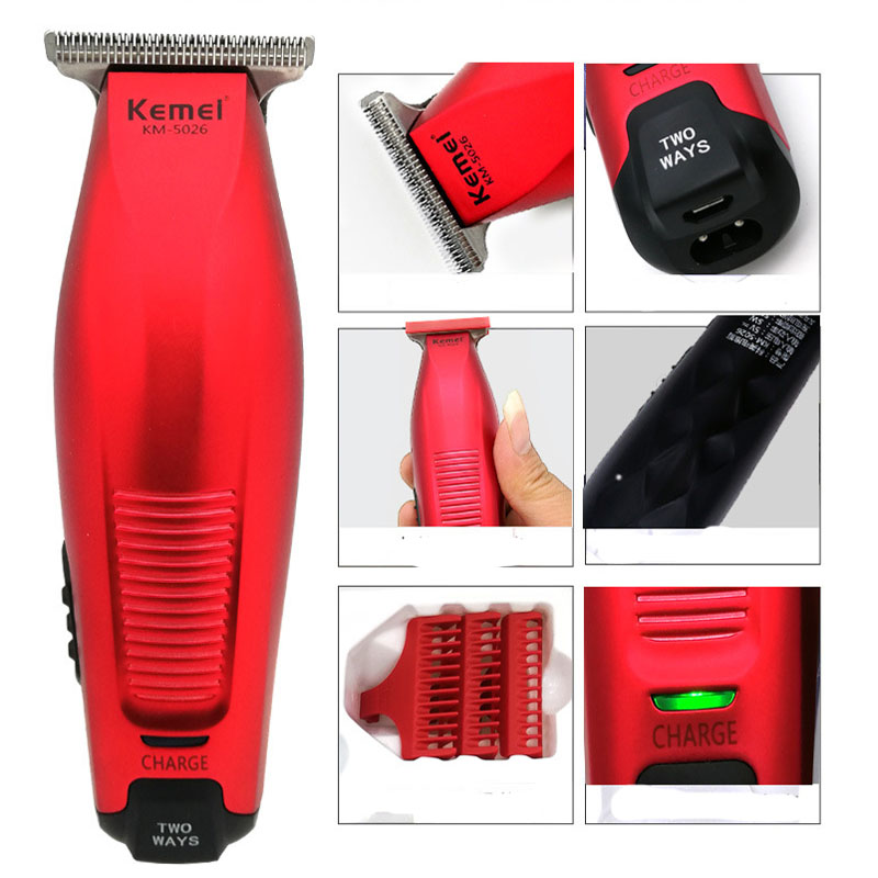 Hair Clipper Cordless 0mm Baldheaded Hair Beard Trimmer Red Color Precision