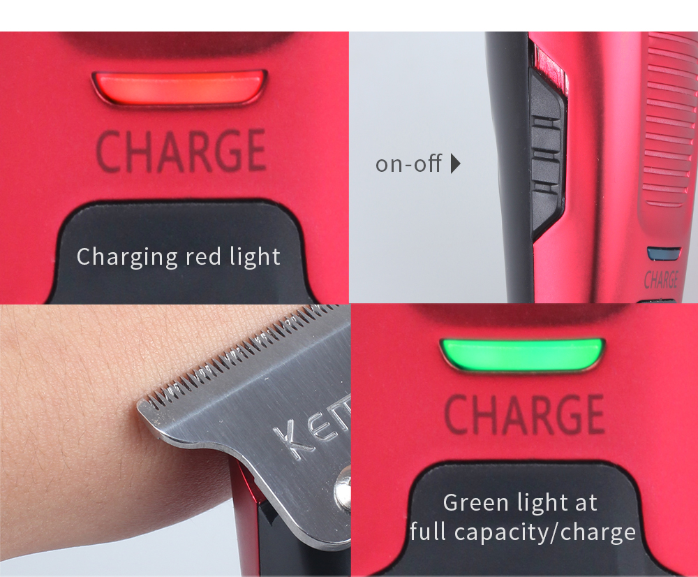 Hair Clipper Cordless 0mm Baldheaded Hair Beard Trimmer Red Color Precision