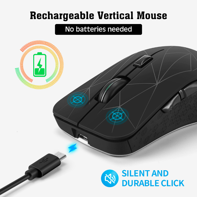 Bluetooth Wireless Mouse Rechargeable Wireless Computer Mause RGB Backlit Ergonomic Gaming Office Mice for Laptop PC 1600 DPI