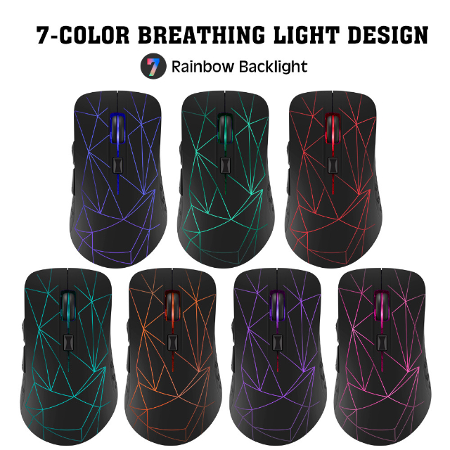 Bluetooth Wireless Mouse Rechargeable Wireless Computer Mause RGB Backlit Ergonomic Gaming Office Mice for Laptop PC 1600 DPI