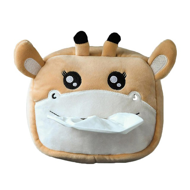Cartoon Plush Tissue Box In The Car Home Office Draw Paper Storage Box Removable Cute Organizer Living Room Bedroom Decoration