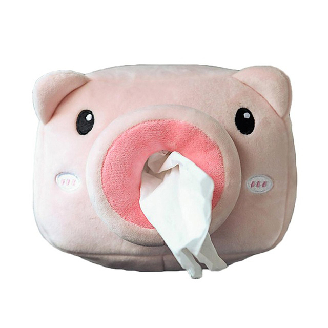 Cartoon Plush Tissue Box In The Car Home Office Draw Paper Storage Box Removable Cute Organizer Living Room Bedroom Decoration