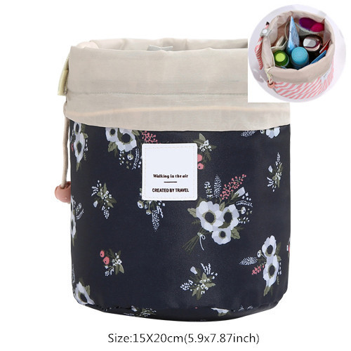 Drawstring Flamingo Cosmetic Bag Women Travel Makeup Toiletry Wash Case Eye
