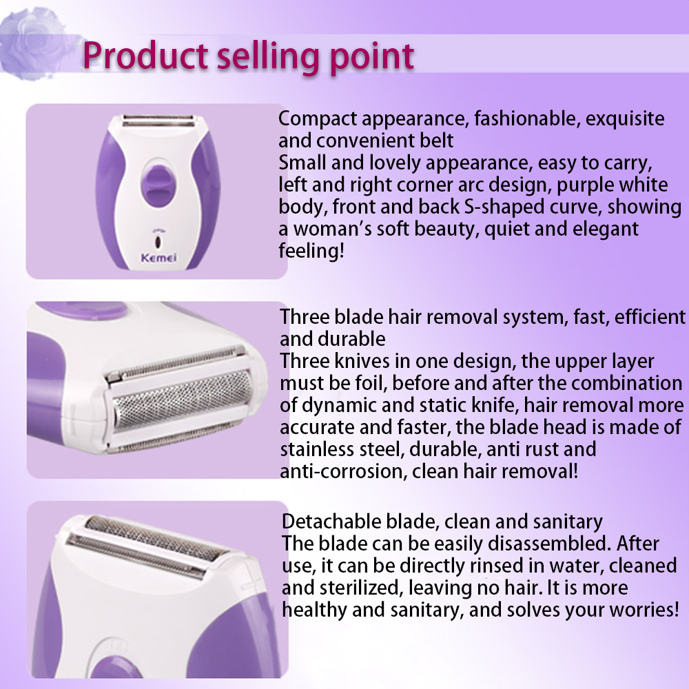 Women Epilator Electric Shaver Face Body Legs Body Hair Removal Trimmer