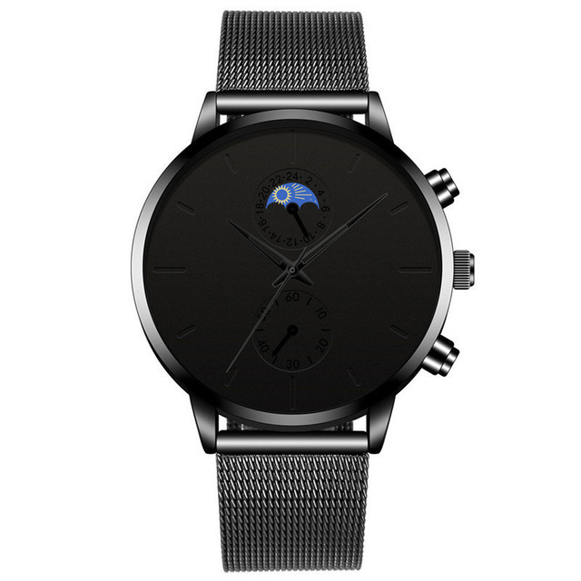 New Mens Ultra Quartz Casual Leather Watches Men Watch Male Simple Stainless Steel Mesh Band Clock