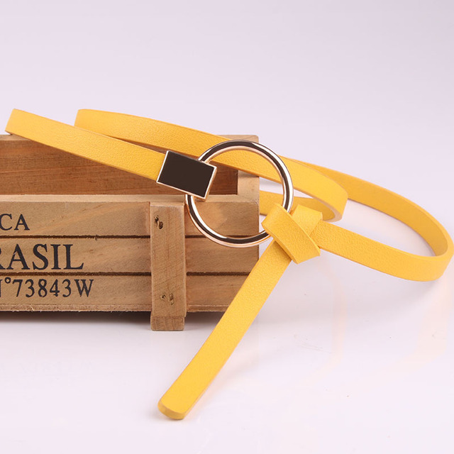 Thin PU Leather Belt Female Waist Belts Women Dress Strap Cinturon Mujer