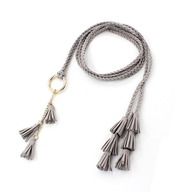 Women Bohemia Style Braided Tassel Belt Fashion Ladies Woven Knot Decorated Waist Chain Waist Rope Accessories