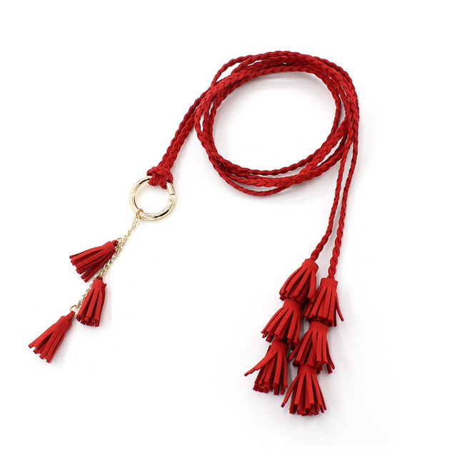 Women Bohemia Style Braided Tassel Belt Fashion Ladies Woven Knot Decorated Waist Chain Waist Rope Accessories