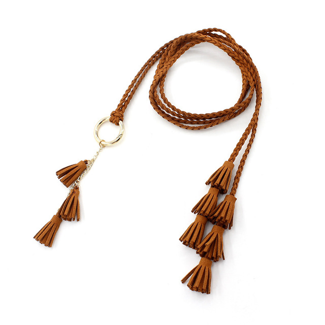 Women Bohemia Style Braided Tassel Belt Fashion Ladies Woven Knot Decorated Waist Chain Waist Rope Accessories
