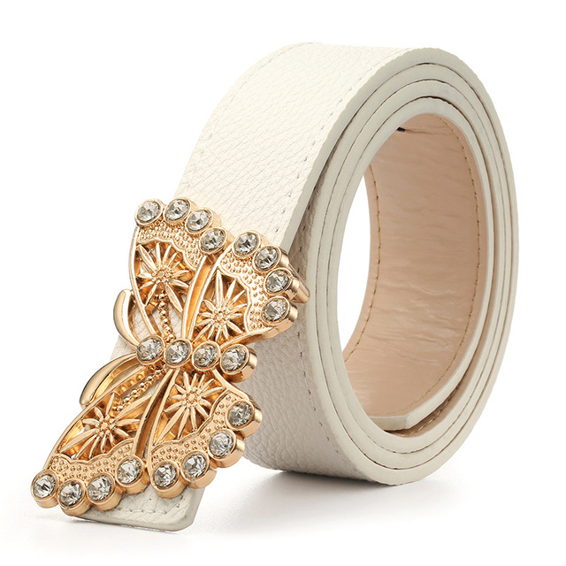 Butterfly Rhinestones Designer Belts for Women High Quality Ladies Jeans Belt with Rhinestone Luxury Brand Strap Dress Waistband